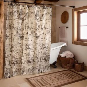 Western Cowboy Cotton Shower Curtain Rodeo Yellowstone Bath